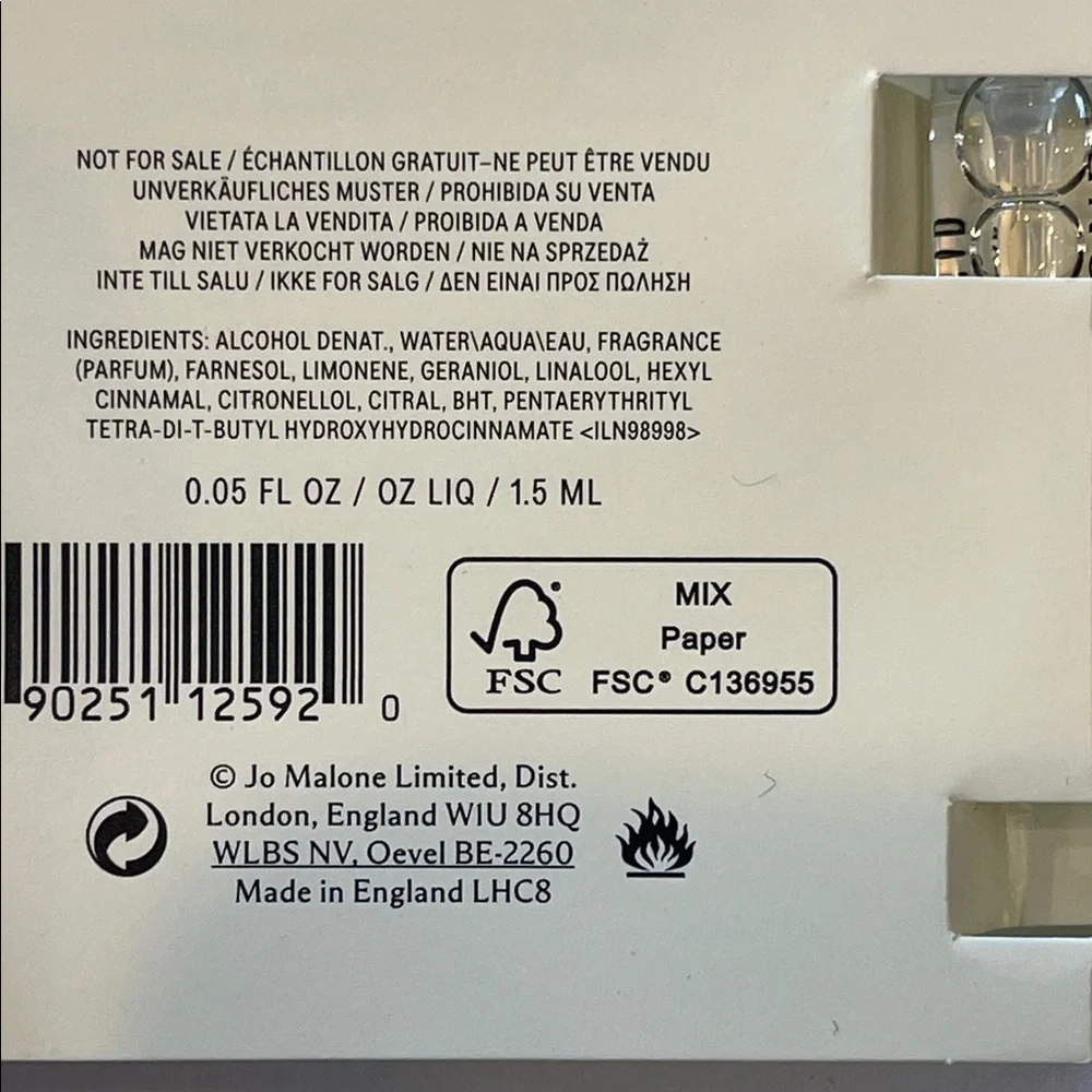 Jo Malone London English pear & freesia cologne sample size .05 Fl oz